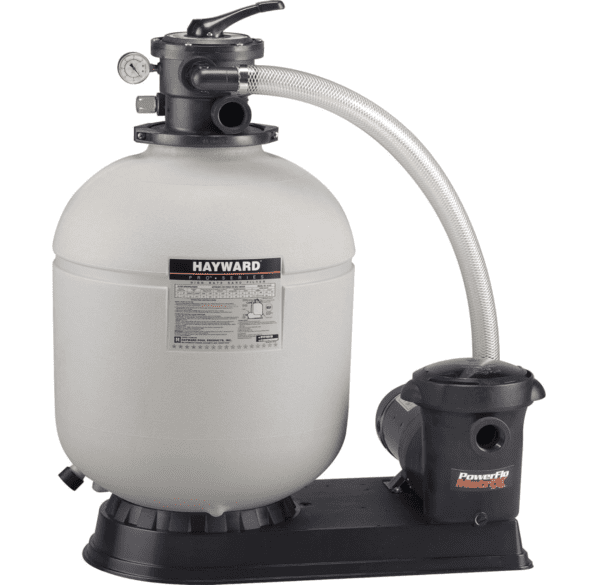 A Hayward W3S180T92S ProSeries 18 In., 1 HP Sand Filter System for Above-Ground Pools with a pump.